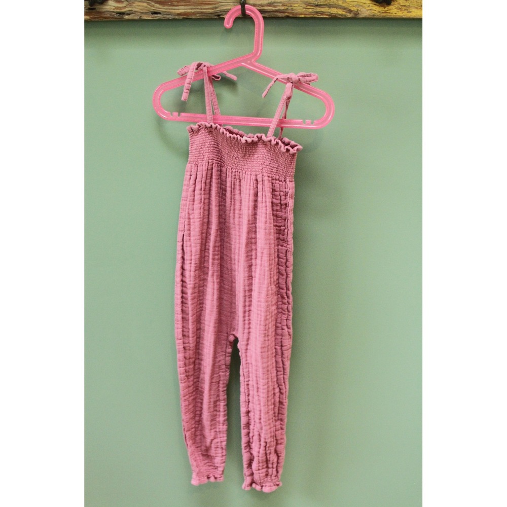 Jamie Kay Smocked Romper Girl's 5 Years Pink Organic Cotton Casual